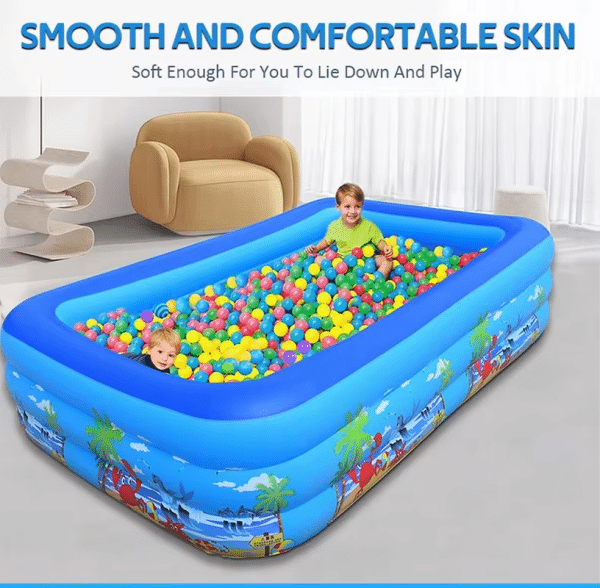 Inflatable Rectangular Kids Swimming Pool 180x130x56 CM