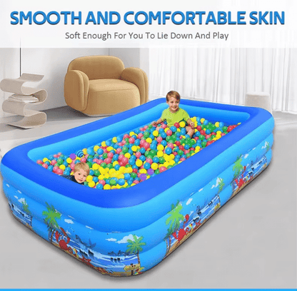 Inflatable Rectangular Kids Swimming Pool 180x130x56 CM