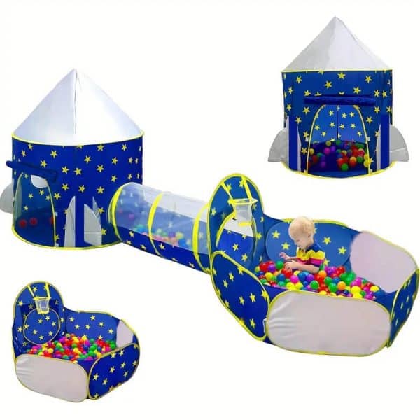 3 In 1 Spaceship Toddler Crawl Tunnel Playhouse Tent
