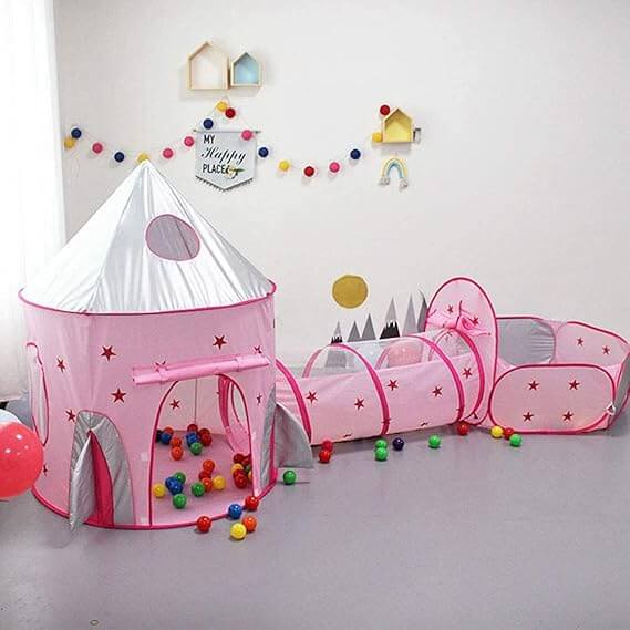3 In 1 Spaceship Toddler Crawl Tunnel Playhouse Tent