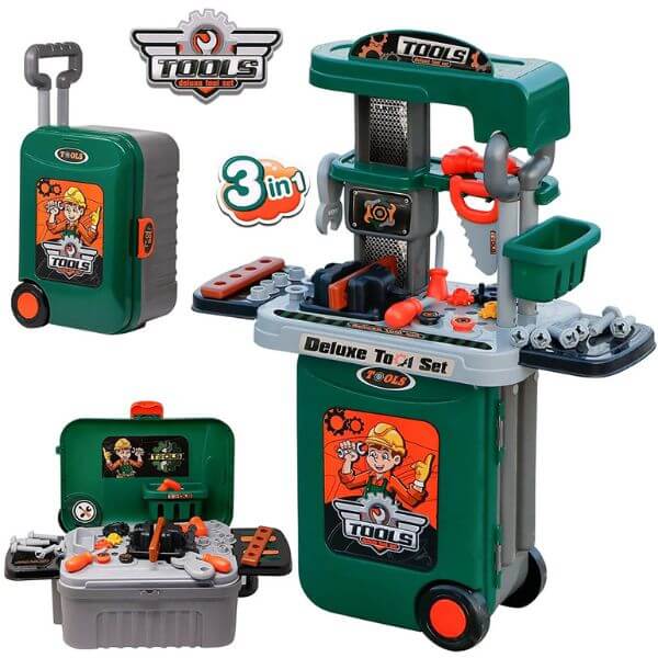 3 in 1 Tool Bench Workshop Playset Toolbox Suitcase