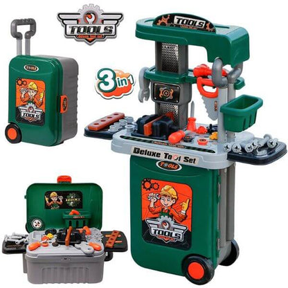 3 in 1 Tool Bench Workshop Playset Toolbox Suitcase