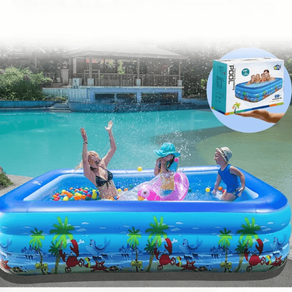 Inflatable Rectangular Kids Swimming Pool 180x130x56 CM
