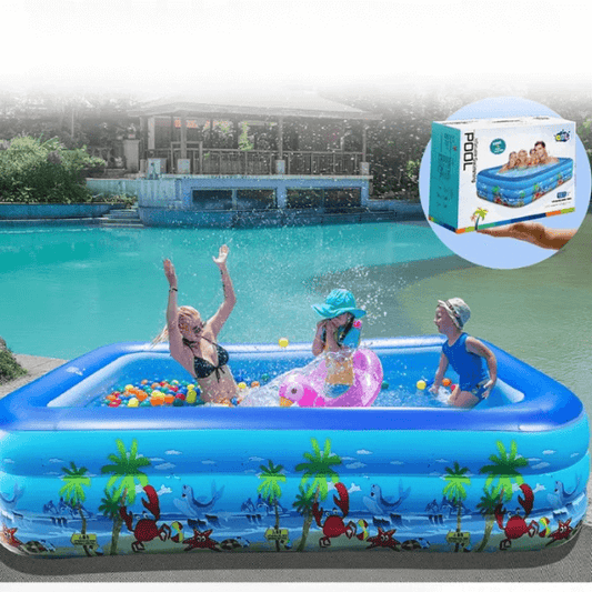 Inflatable Rectangular Kids Swimming Pool 180x130x56 CM