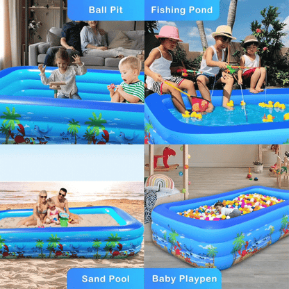 Inflatable Rectangular Kids Swimming Pool 180x130x56 CM