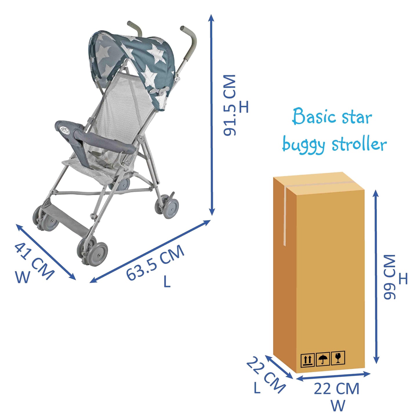 Basic Star Baby Buggy Stroller (Mesh)