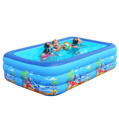 Inflatable Rectangular Kids Swimming Pool 180x130x56 CM