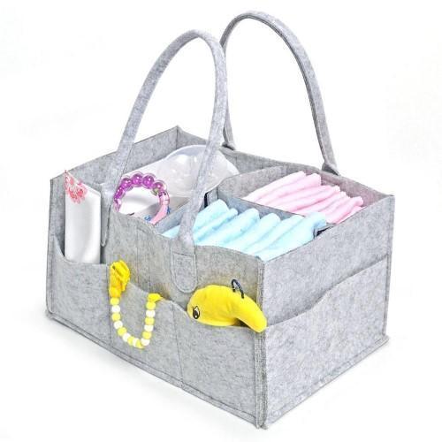 Grey Felt Nappy Organiser Caddy – Stylish Storage for Baby Essentials