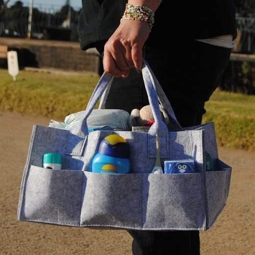 Grey Felt Nappy Organiser Caddy – Stylish Storage for Baby Essentials